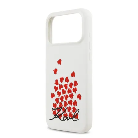 Lagerfeld для iPhone 17 Pro Max чехол Liquid Silicone Hearts Hard White (MagSafe)