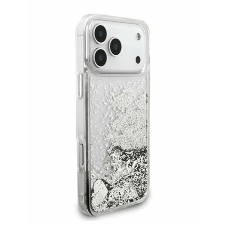 Guess для iPhone 17 Pro чехол Liquid Glitter Charms Hard Silver
