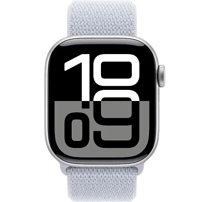 Apple Watch Series 10 42mm Aluminum Silver Case Blue Cloud Sport Loop